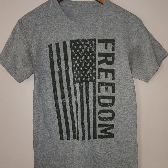 Grey and Black Freedom Tee - Picture 1 of 5